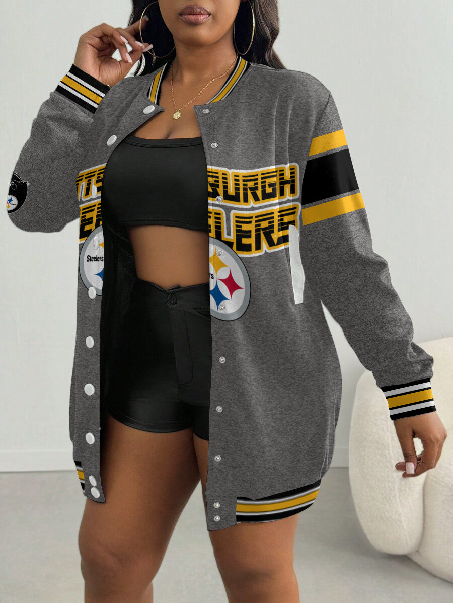 Pittsburgh Steelers Women's Limited Edition Button Down Long Sleeve Jacket Dress