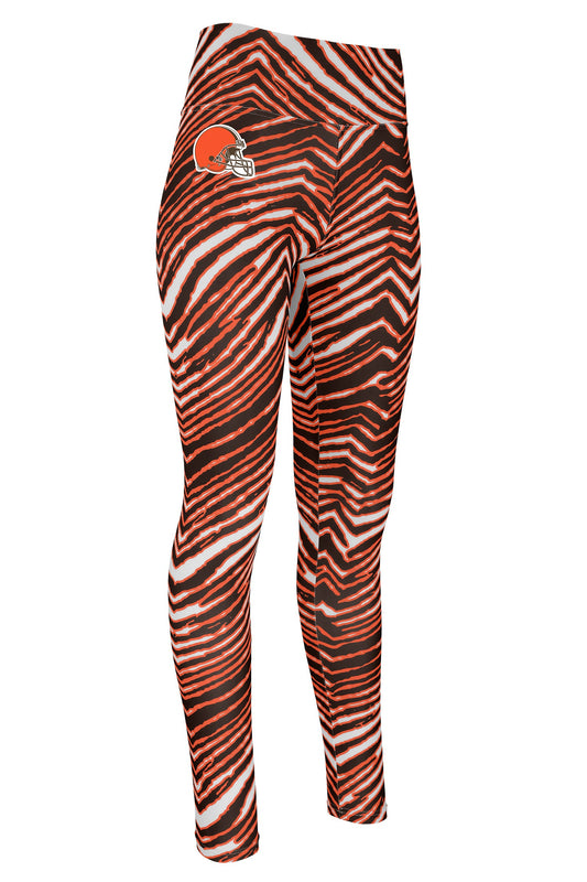 Zubaz NFL Women's Basic Zebra Print Legging, Cleveland Browns