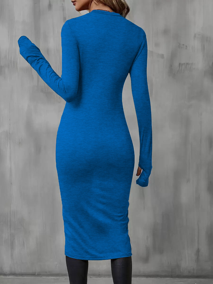 Long Sleeve Crew Neck Split Hem Tulip Top