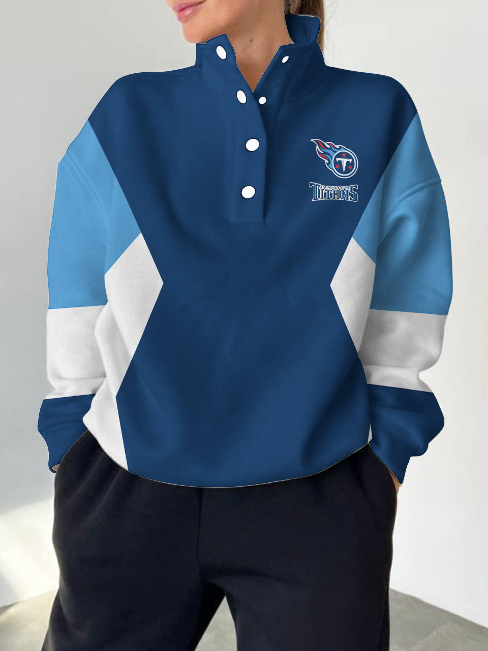Tennessee Titans 2025 New Design Casual Snap  Mockneck Pullover