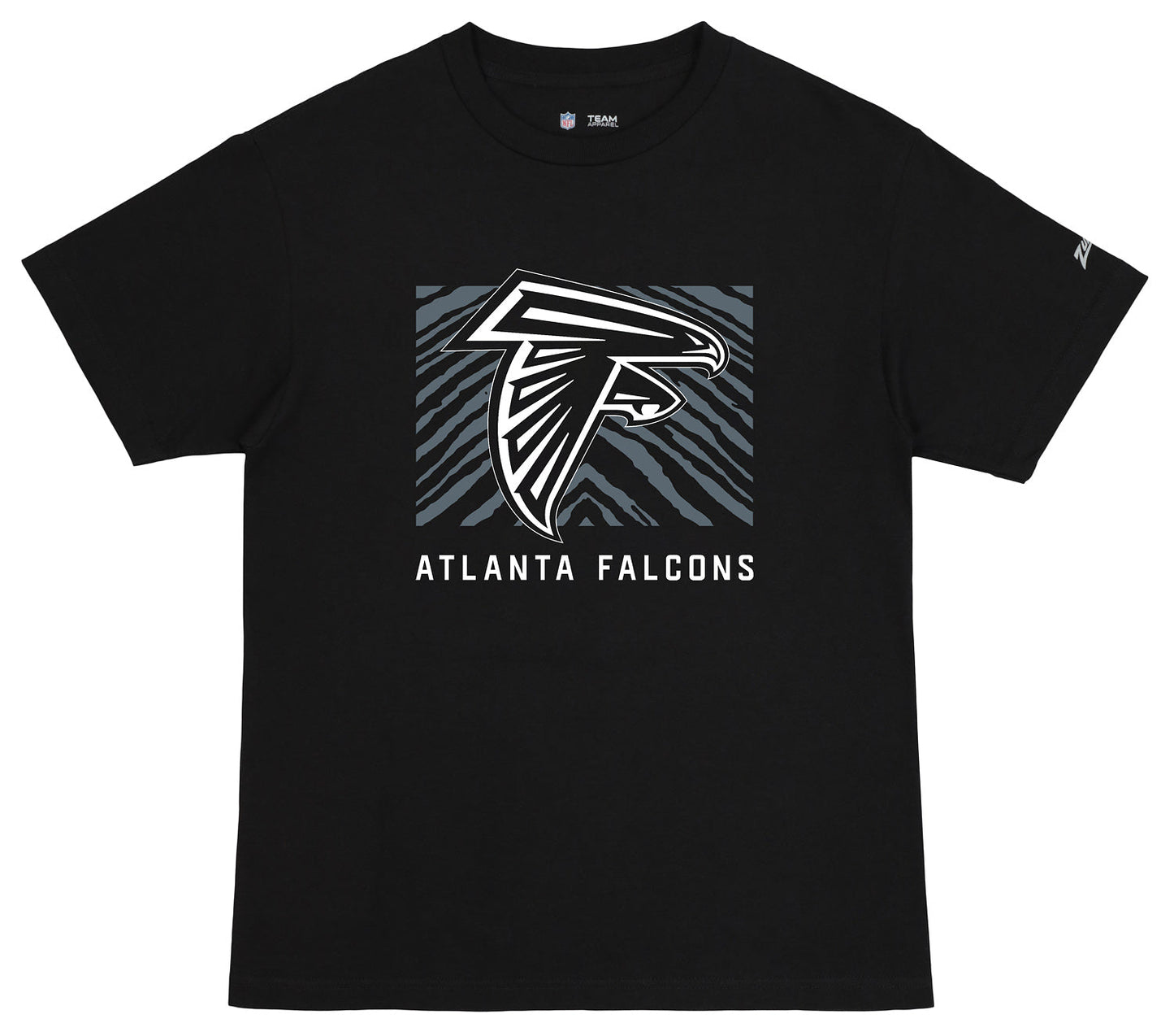 Zubaz NFL Unisex Cotton Heavyweight Short Sleeve T-shirt Black With Grey Tonal Tunnel Logo for Men and Women, Atlanta Falcons
