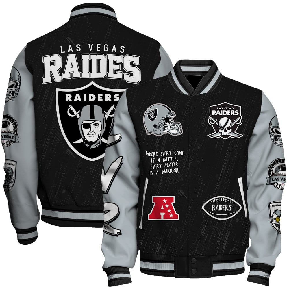 Las Vegas Raiders National Football League Conquer Every Field Unisex Varsity Jacket