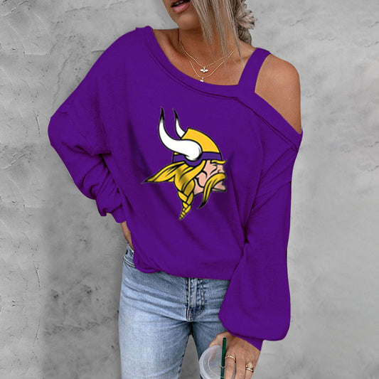 ASYMMETRICAL NECK SHIFT CASUAL LONG SLEEVE TOP