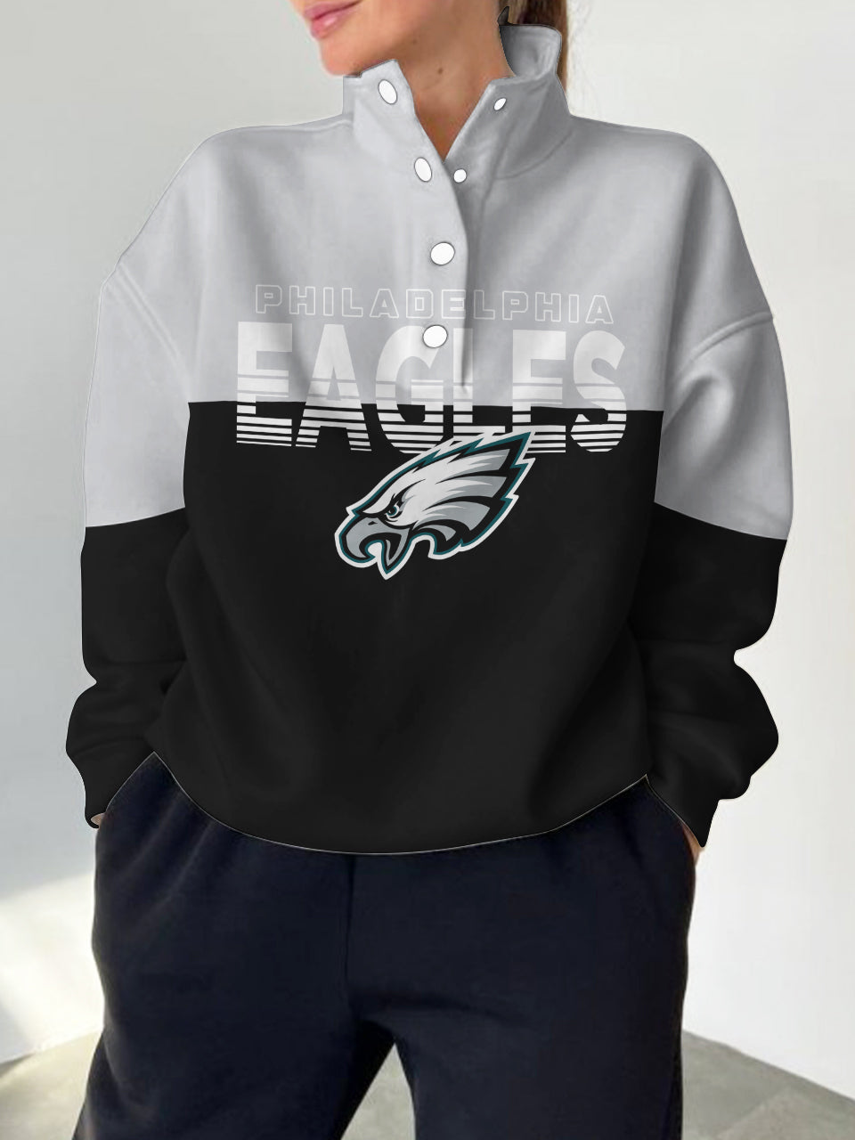 Philadelphia Eagles 2025 New Design Casual Snap  Mockneck Pullover