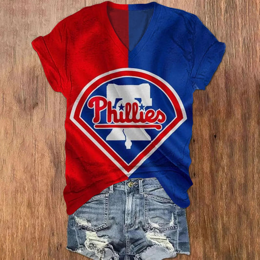 Unisex Letter Print Casual V-Neck T-Shirt