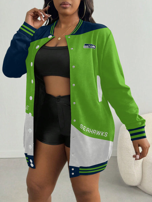 Seattle Seahawks Women's Limited Edition Button Down Long Sleeve Jacket Dress