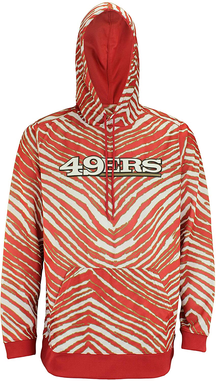 Zubaz NFL Football Men's San Francisco 49ers Zebra Print Touchdown Hoodie