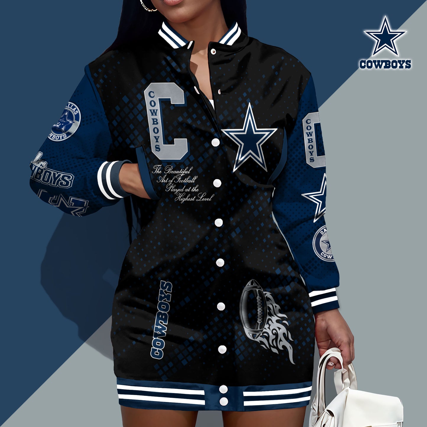Dallas Cowboys Limited Edition Button Down Long Sleeve Jacket Dress