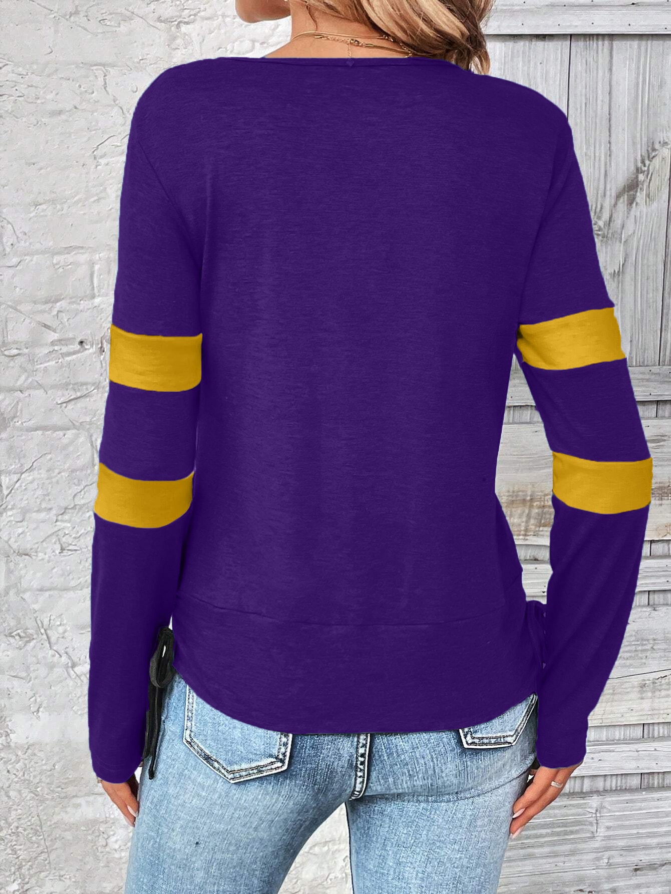 Contrast draped side drawstring T-shirt