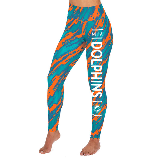 Zubaz NFL Women's Miami Dolphins Diagonal Streak Leggings