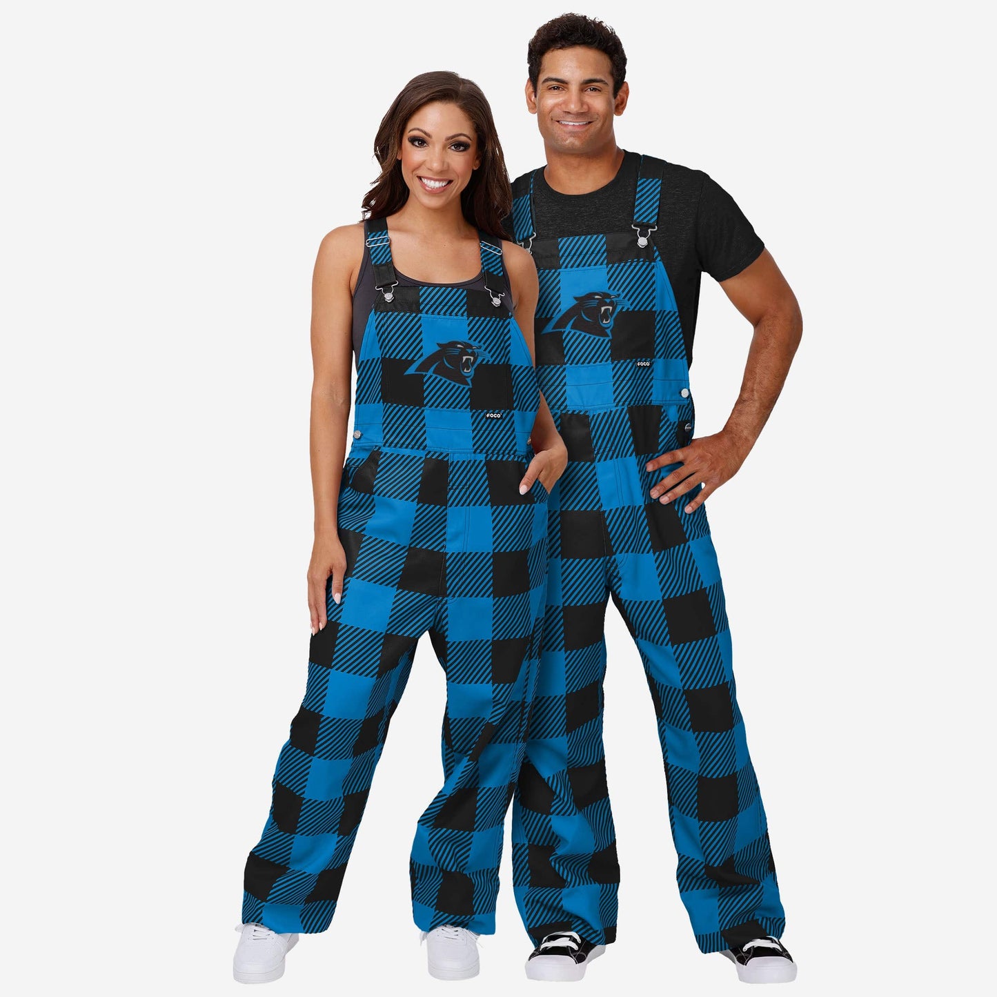 Carolina Panthers Mens Plaid Bib Overalls