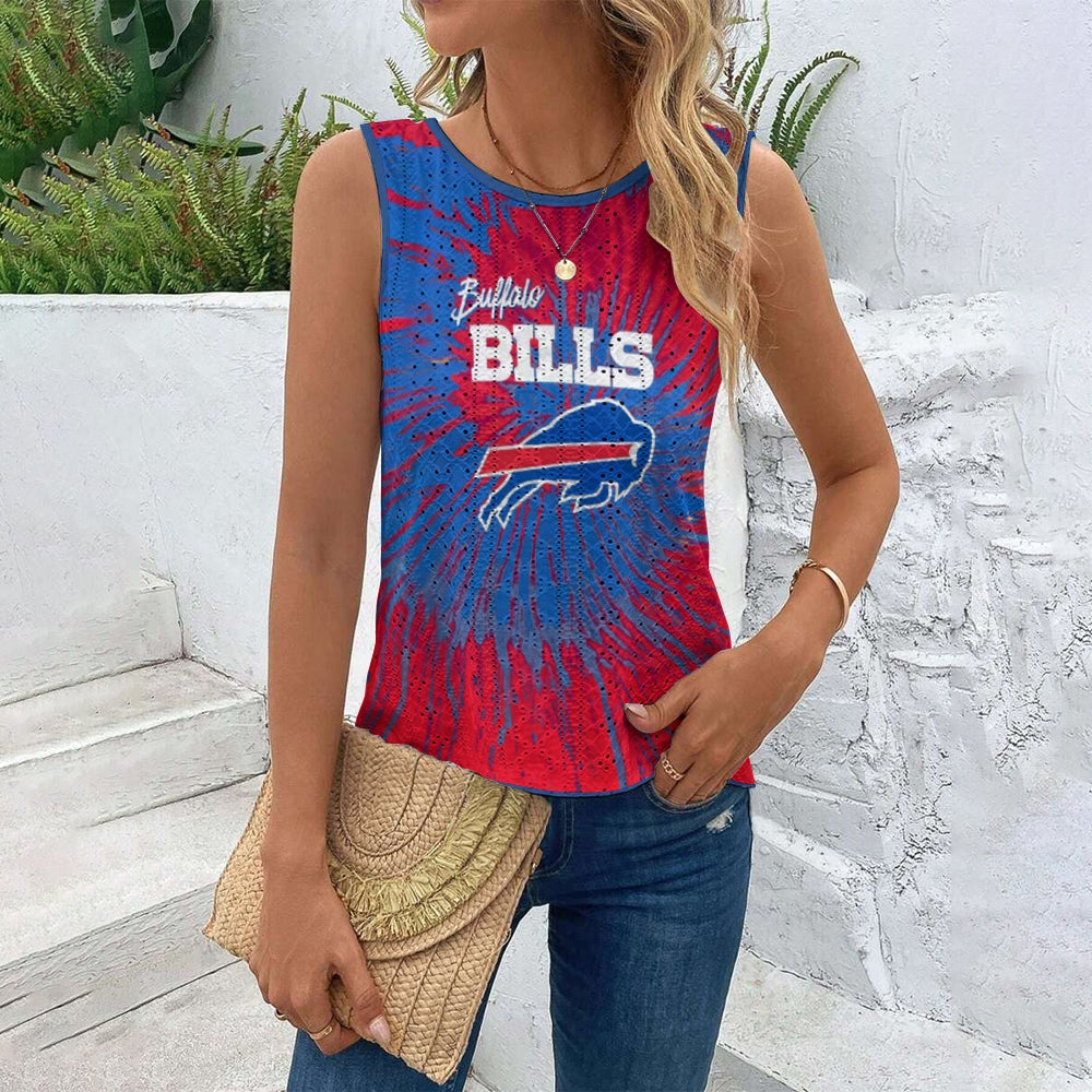 Buffalo Bills Cut Out Wrap Cross Wrap Back Asymmetrical Beach Tank Top