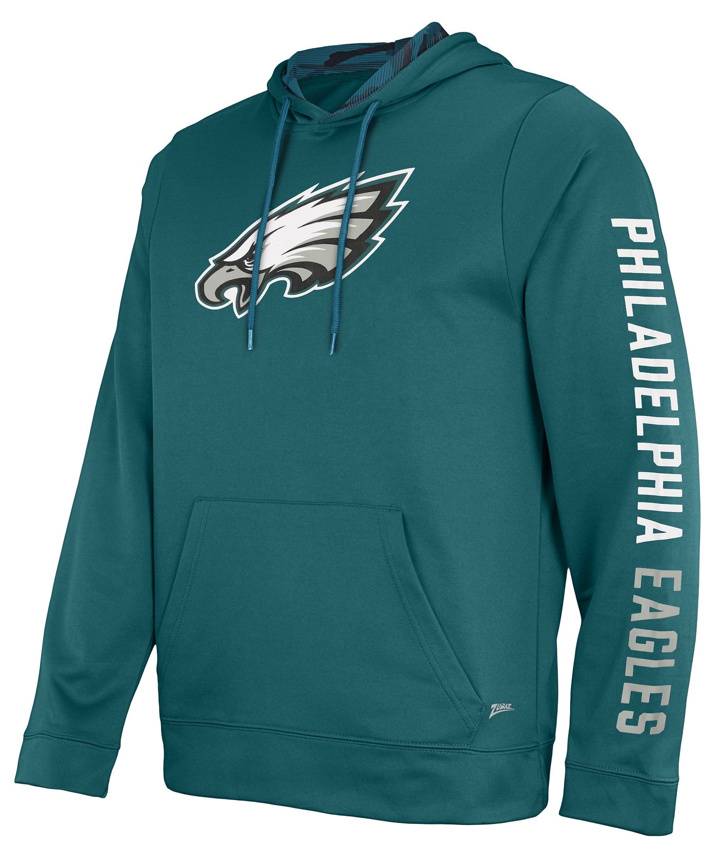 Zubaz NFL Men's Philadelphia Eagles Solid Team Hoodie with Camo Lined Hood