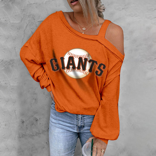 ASYMMETRICAL NECK SHIFT CASUAL LONG SLEEVE TOP