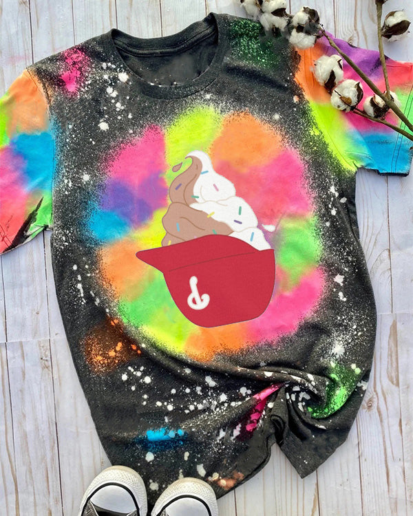 Phillies Ice Cream Helmet Tie-dye Round Neck T Shirt
