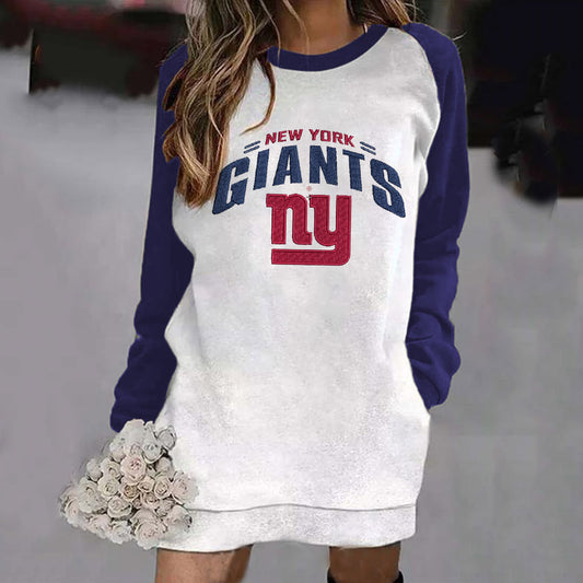 printed contrast casual loose dress