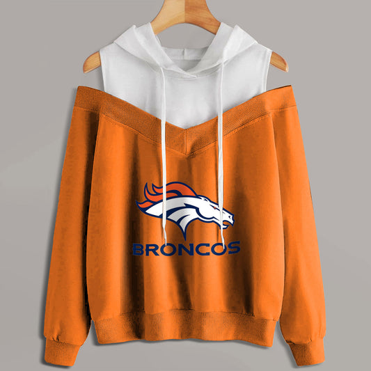 2 In 1 Colorblock Cold Shoulder Hoodie