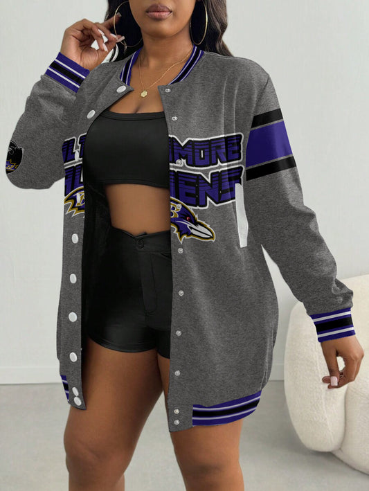 Baltimore Ravens Women's Limited Edition Button Down Long Sleeve Jacket Dress