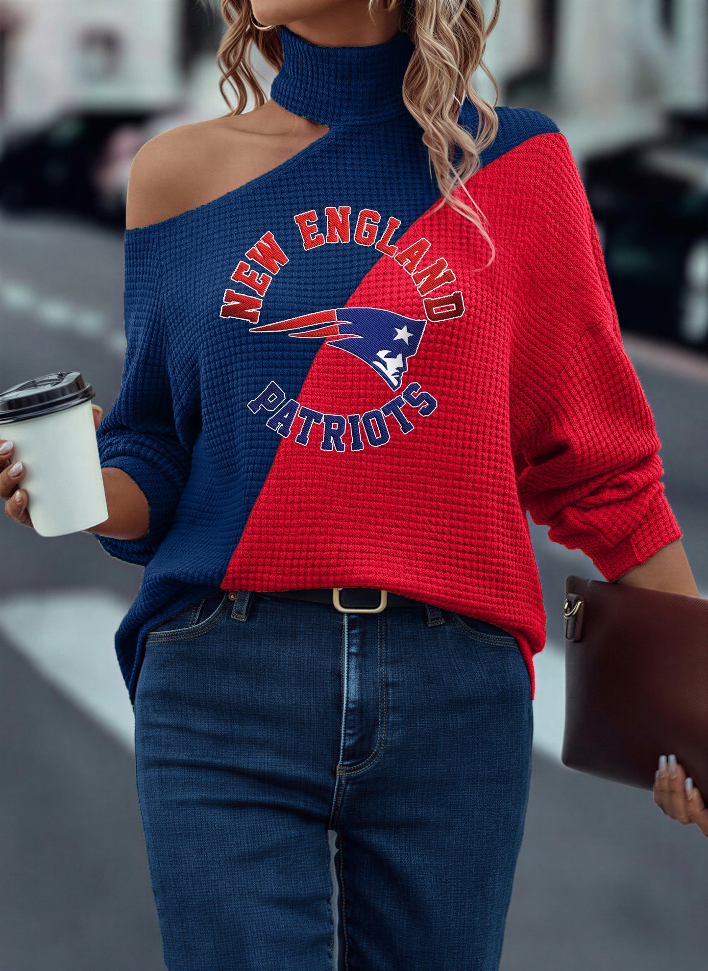 Casual Colorblock Off Shoulder T-Shirt