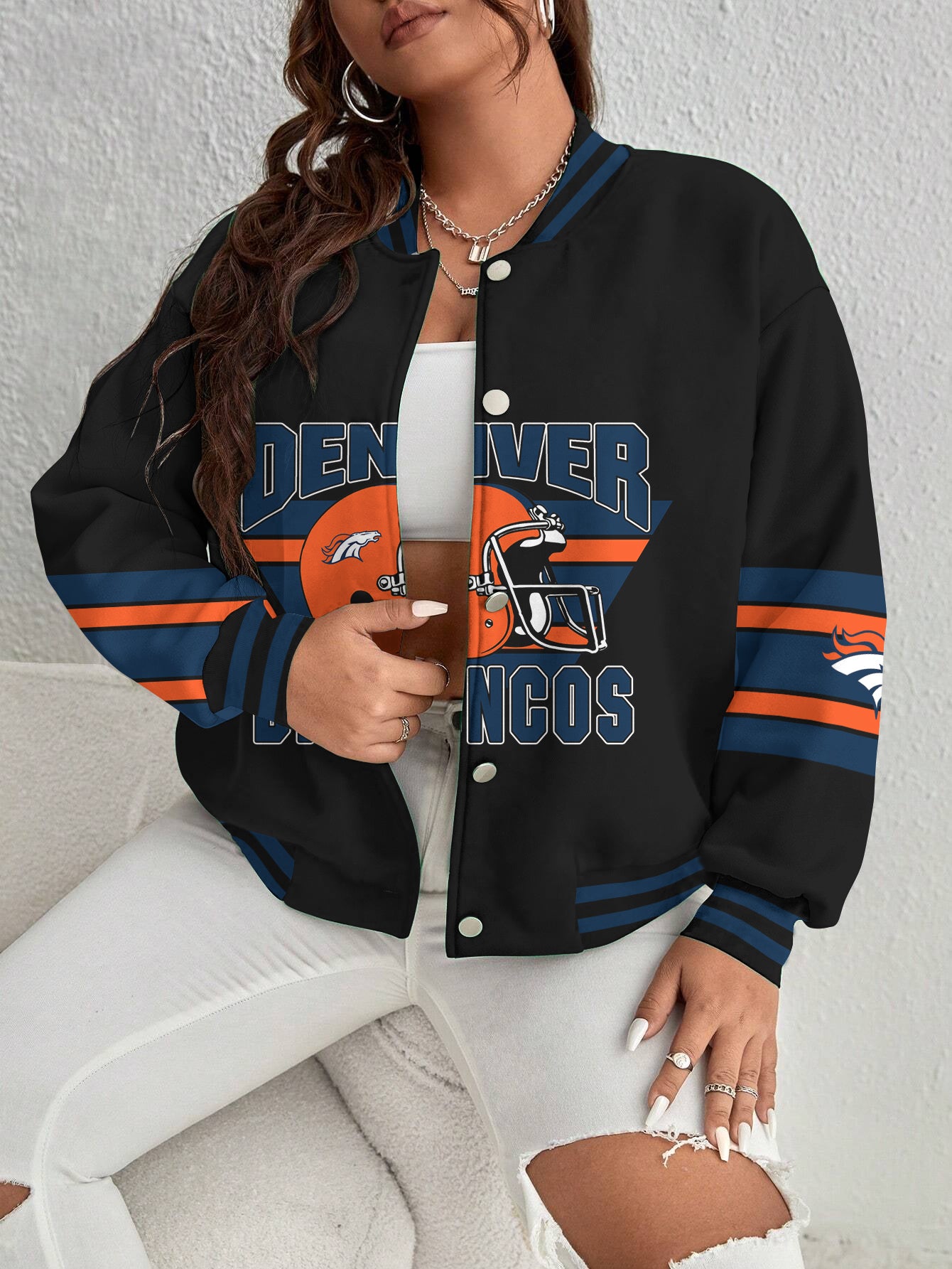 Denver Broncos Women's Long Pass Full- Snap Casual Jacket