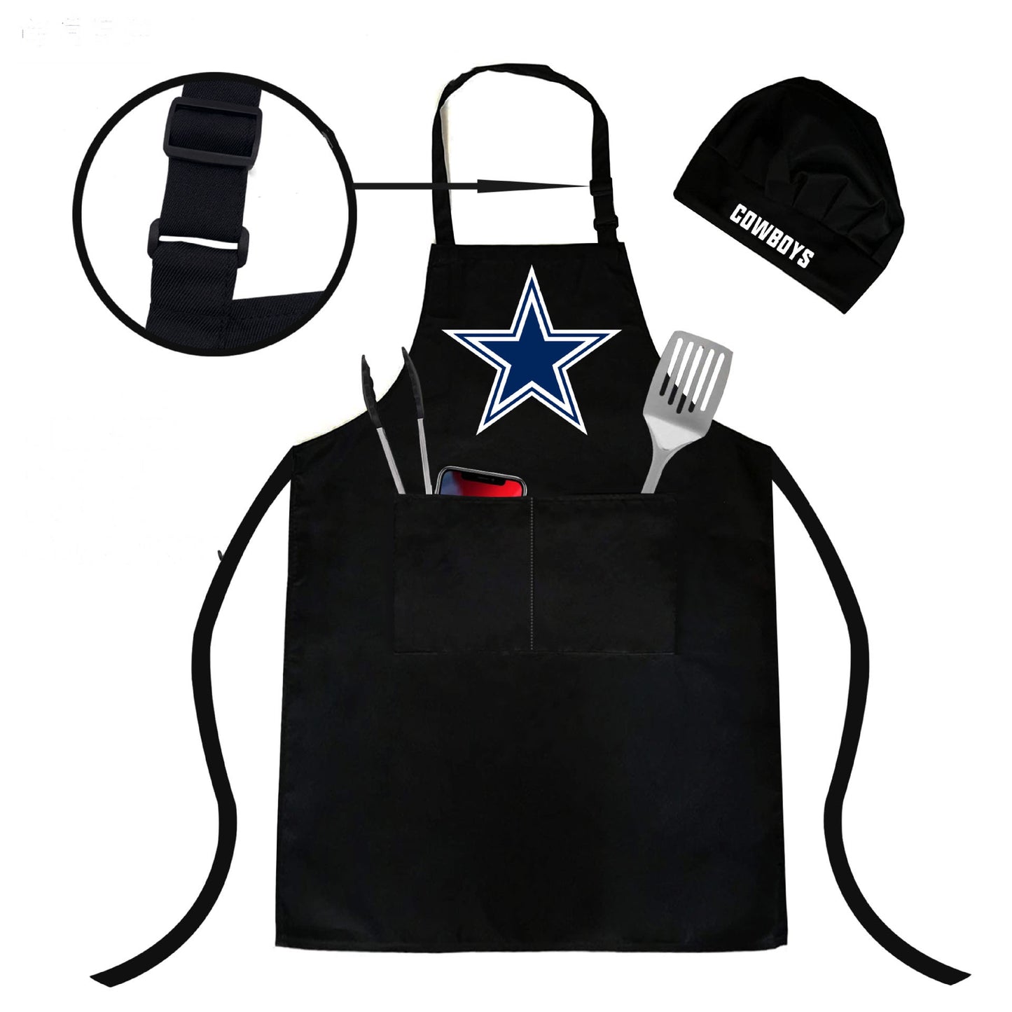 Waterproof Apron Kitchen Apron and Chef Hat Apron Set