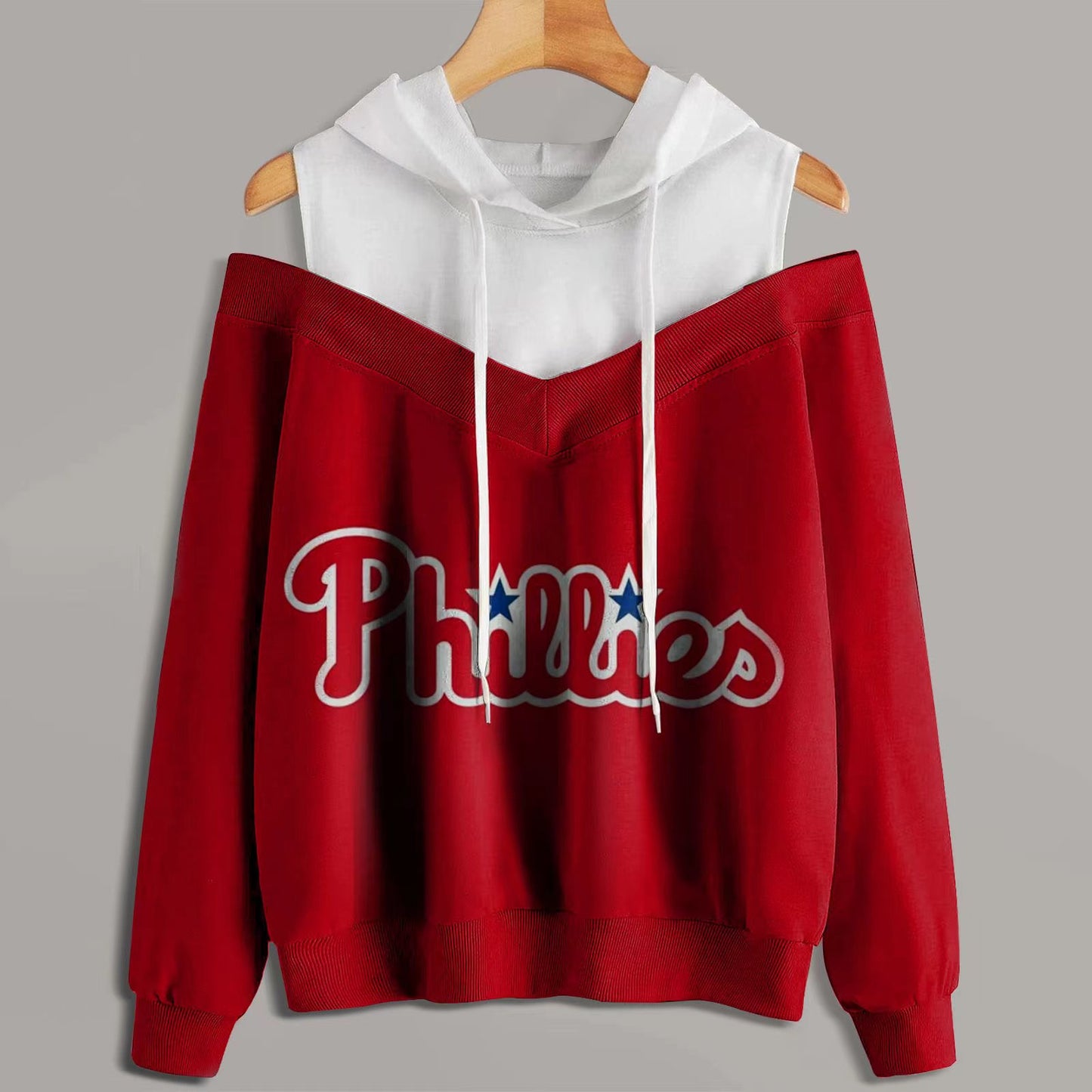 2 In 1 Colorblock Cold Shoulder Hoodie