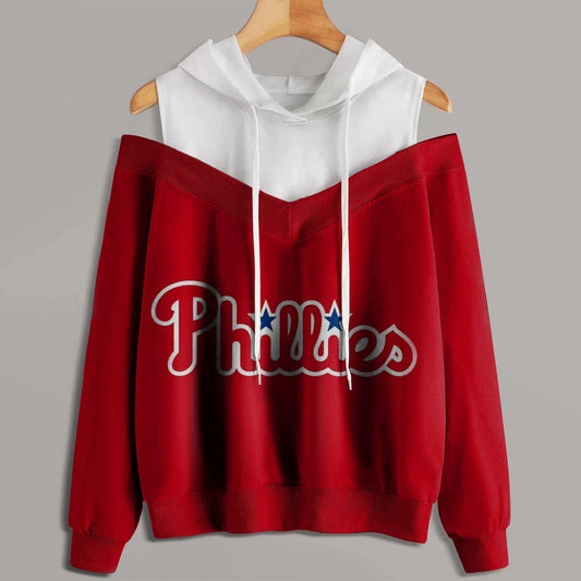 2 In 1 Colorblock Cold Shoulder Hoodie