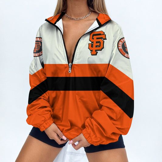 Women's Baseball Print V Neck Zipper Sweatshirt Jacket