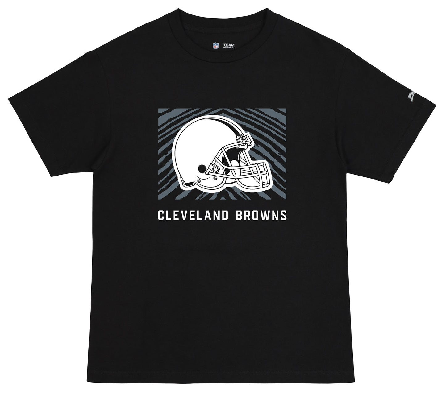 Zubaz NFL Unisex Cotton Heavyweight Short Sleeve T-shirt Black With Grey Tonal Tunnel Logo for Men and Women, Cleveland Browns