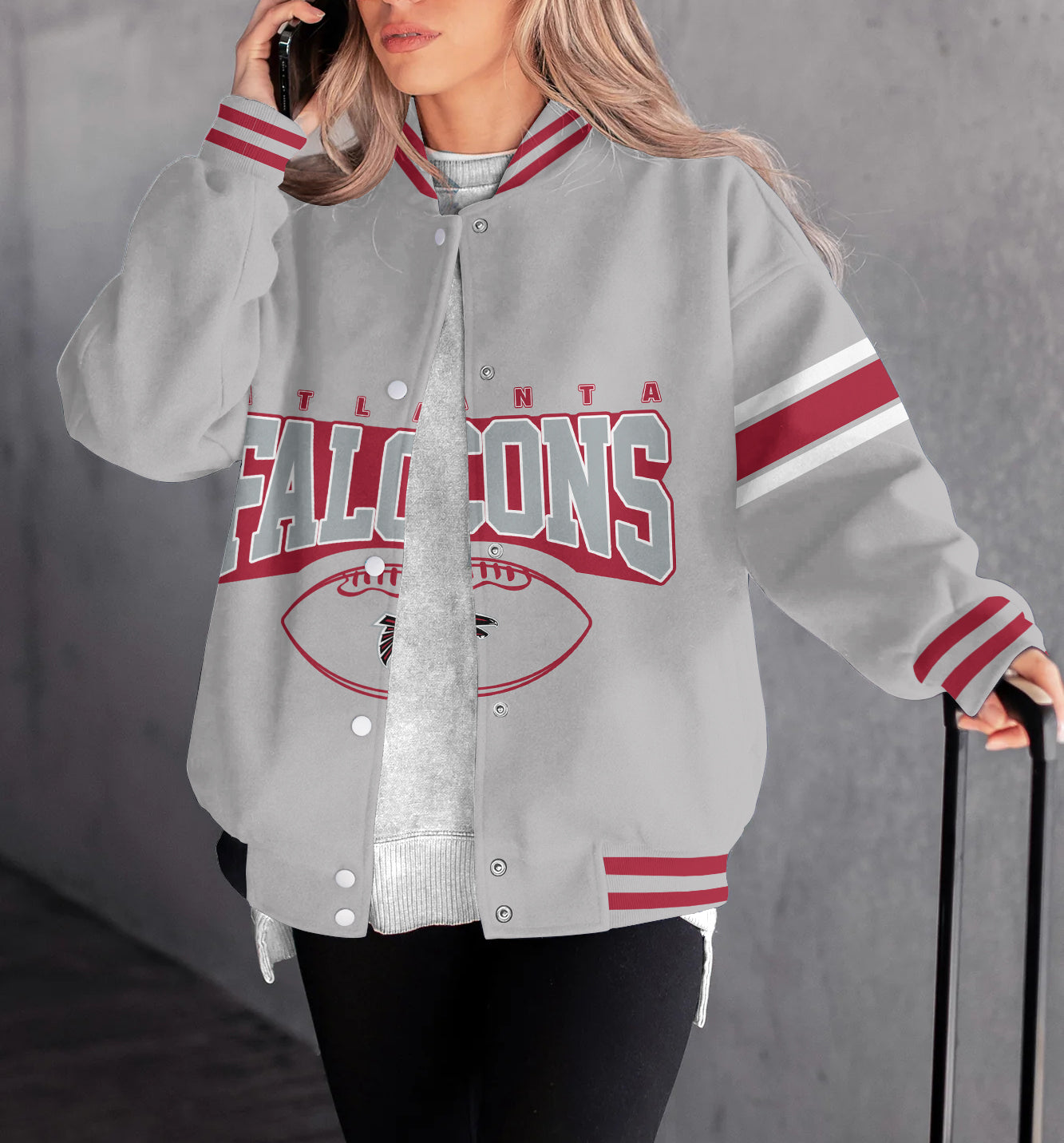 Atlanta Falcons Women's Long Pass Full- Snap Casual Jacket