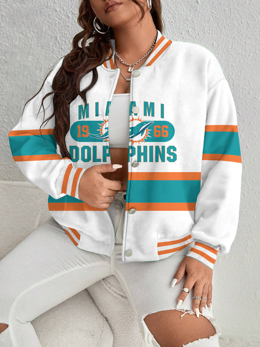 Miami Dolphins Women's Long Pass Full- Snap Casual Jacket