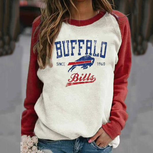 Casual loose stitched print Pullover