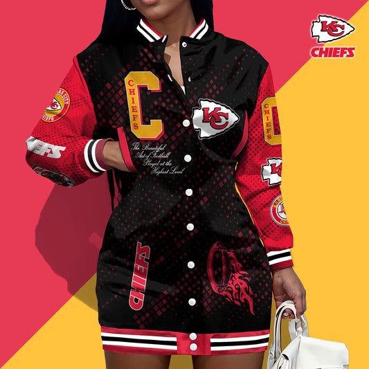 Kansas City Chiefs Limited Edition Button Down Long Sleeve Jacket Dress