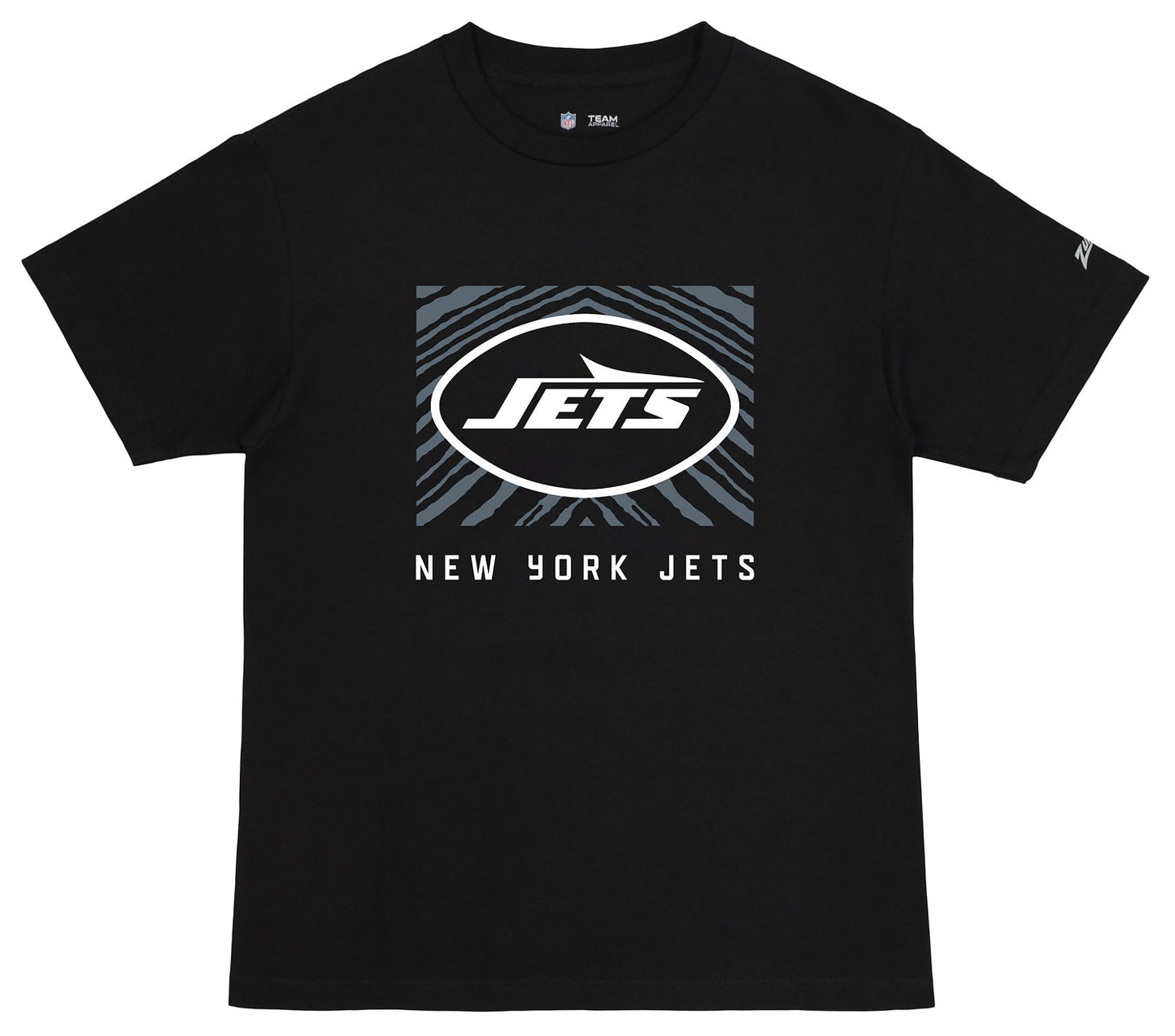 Zubaz NFL Unisex Cotton Heavyweight Short Sleeve T-shirt Black With Grey Tonal Tunnel Logo for Men and Women, New York Jets