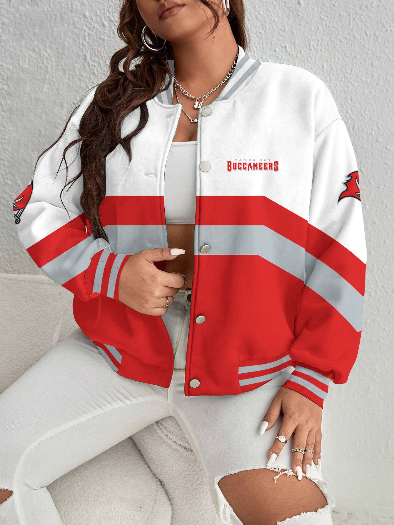 Tampa Bay Buccaneers Women's Long Pass Full- Snap Casual Jacket