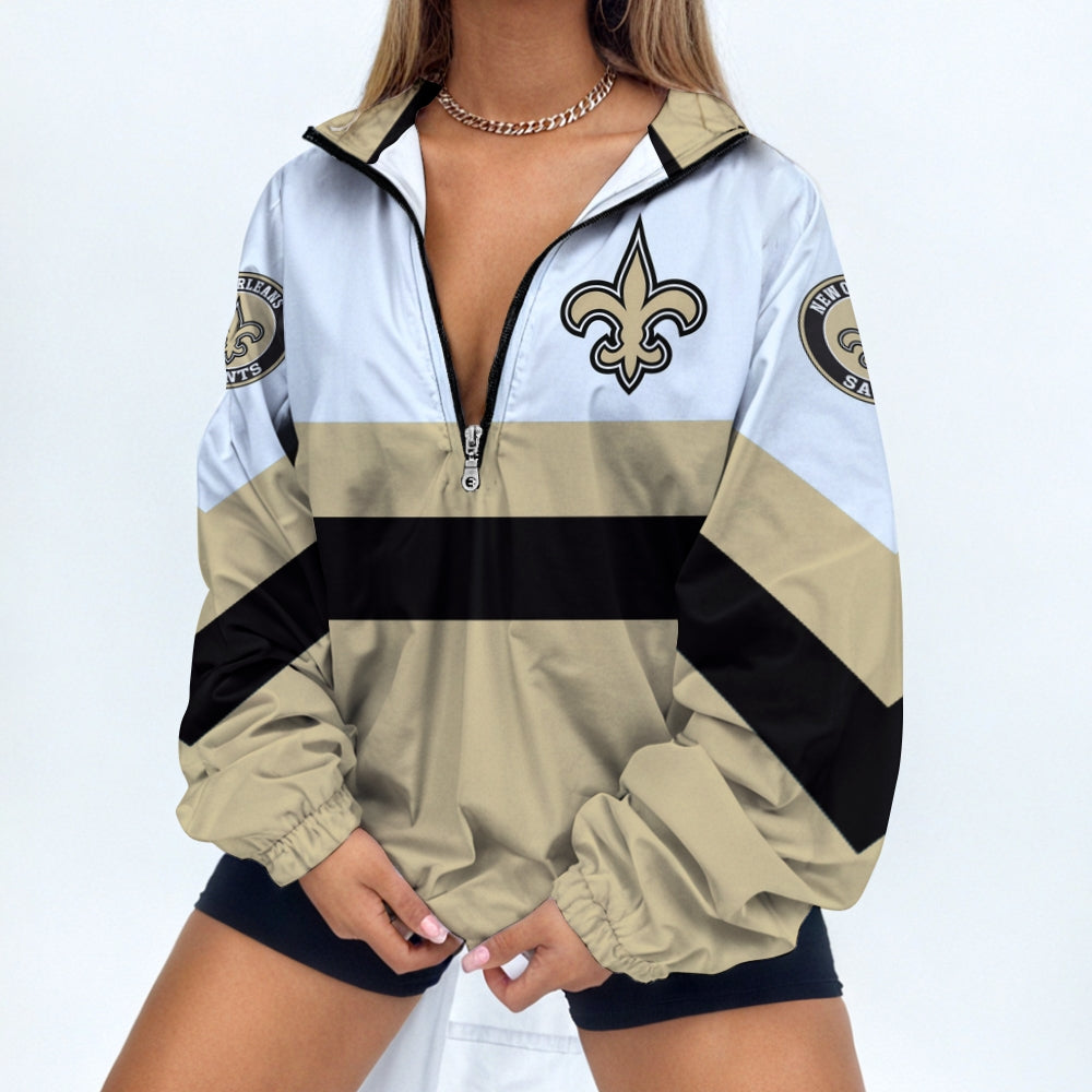 Women's Print V Neck Zipper Sweatshirt Jacket