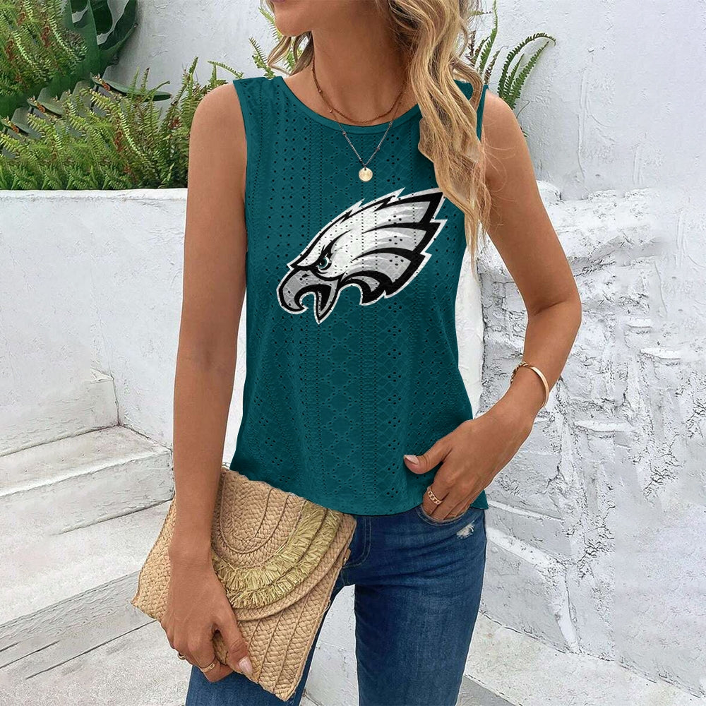 Philadelphia Eagles Cut Out Wrap Cross Wrap Back Asymmetrical Beach Tank Top