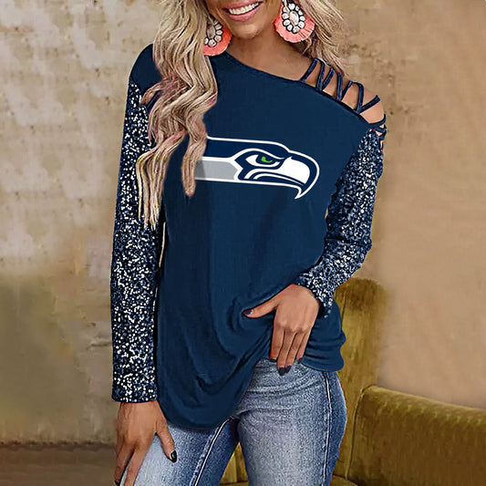 Color-Blocked Criss-Cross One Shoulder Blouse