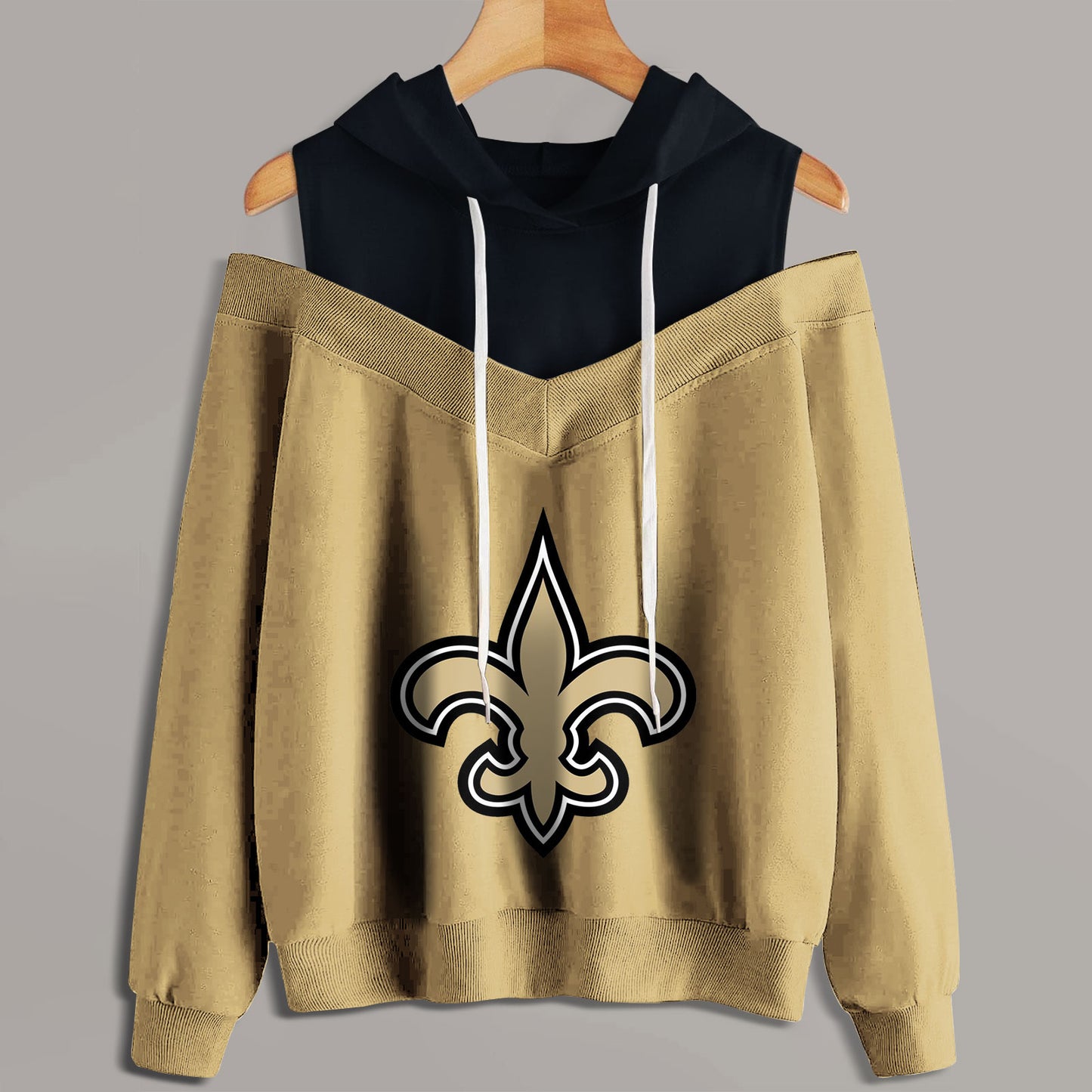 2 In 1 Colorblock Cold Shoulder Hoodie