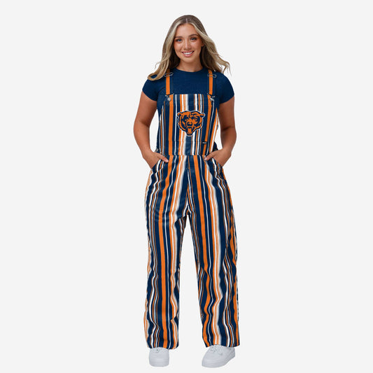 Chicago Bears Womens Hyper Stripe Bib Overalls