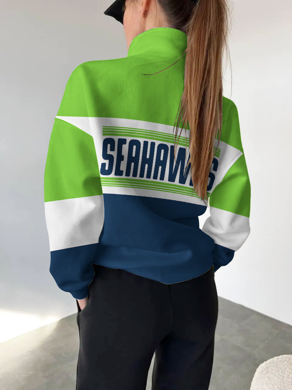 Seattle Seahawks 2025 New Design Casual Snap  Mockneck Pullover
