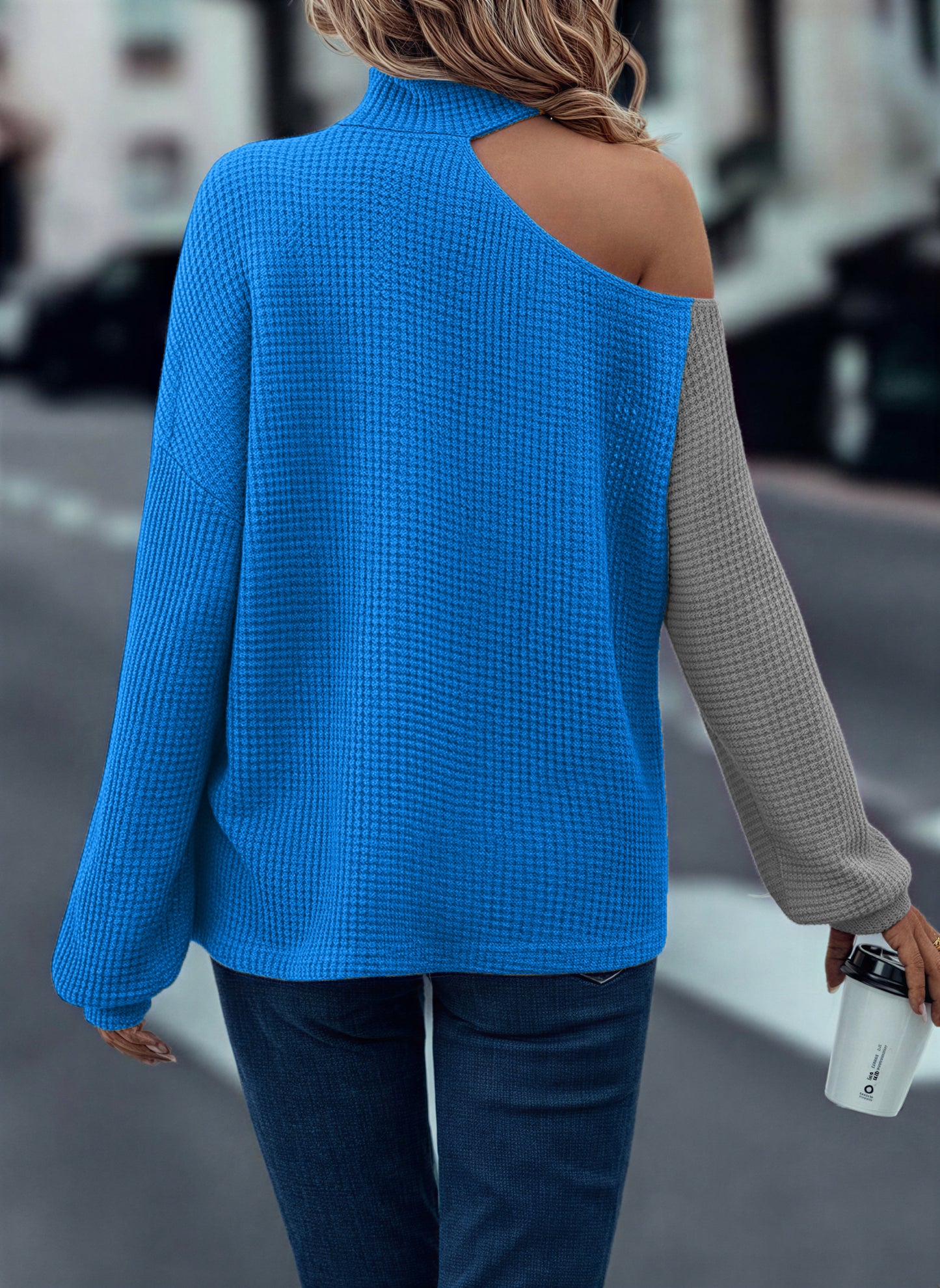 Casual Colorblock Off Shoulder T-Shirt