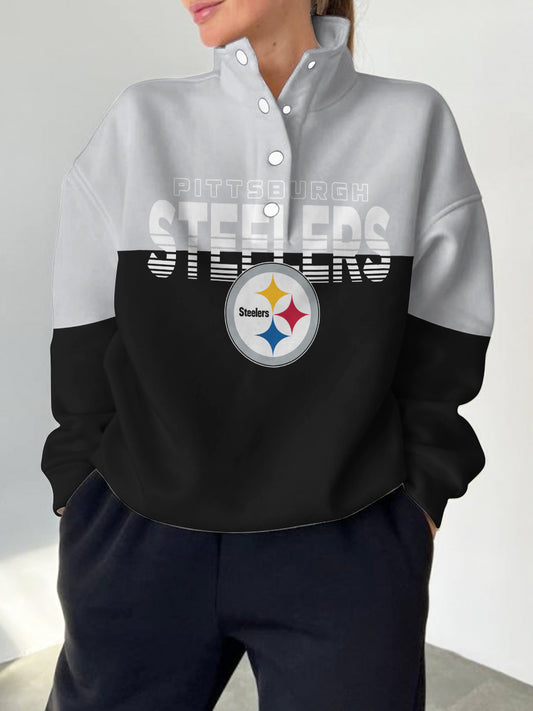 Pittsburgh Steelers 2025 New Design Casual Snap  Mockneck Pullover