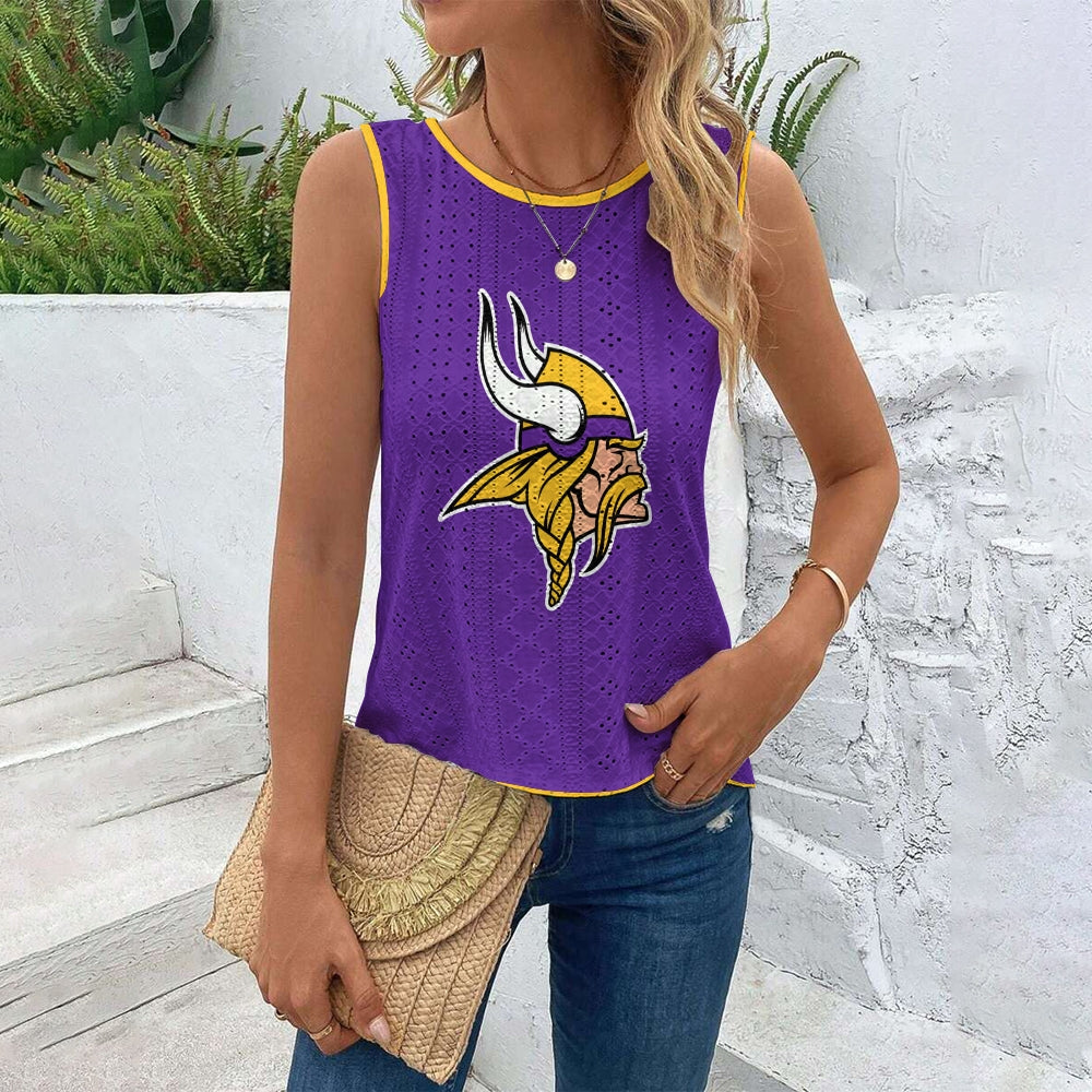 Minnesota Vikings Cut Out Wrap Cross Wrap Back Asymmetrical Beach Tank Top