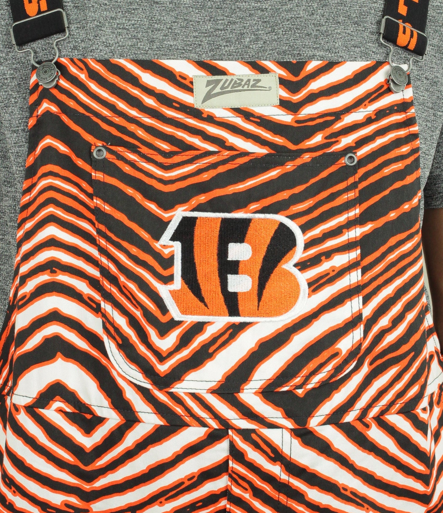 Zubaz NFL Men's Cincinnati Bengals Zebra Printed Team Bib Overalls