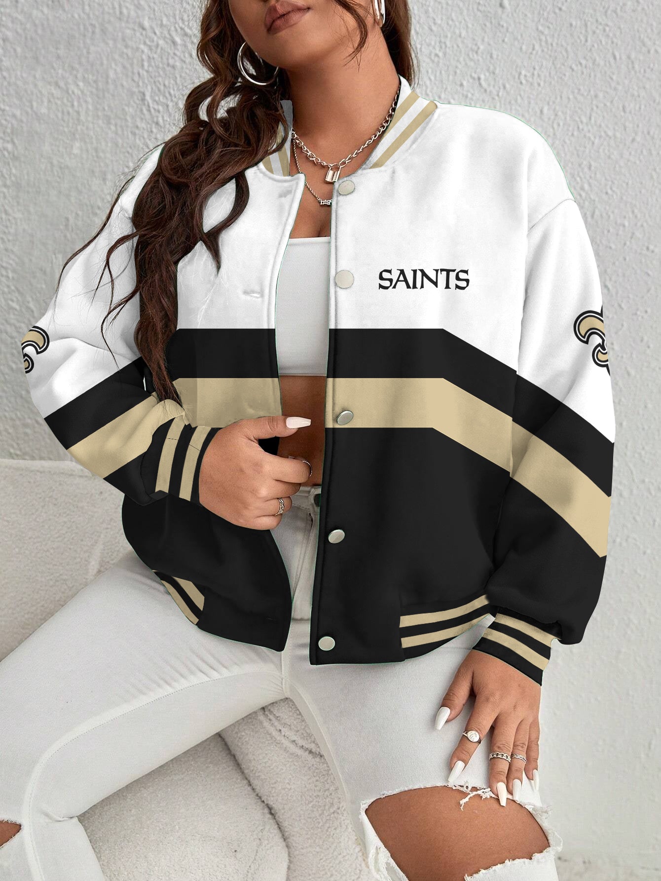 New Orleans Saints Women's Long Pass Full- Snap Casual Jacket