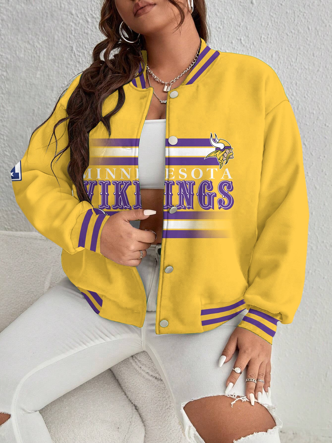 Minnesota Vikings Women's Long Pass Full- Snap Casual Jacket