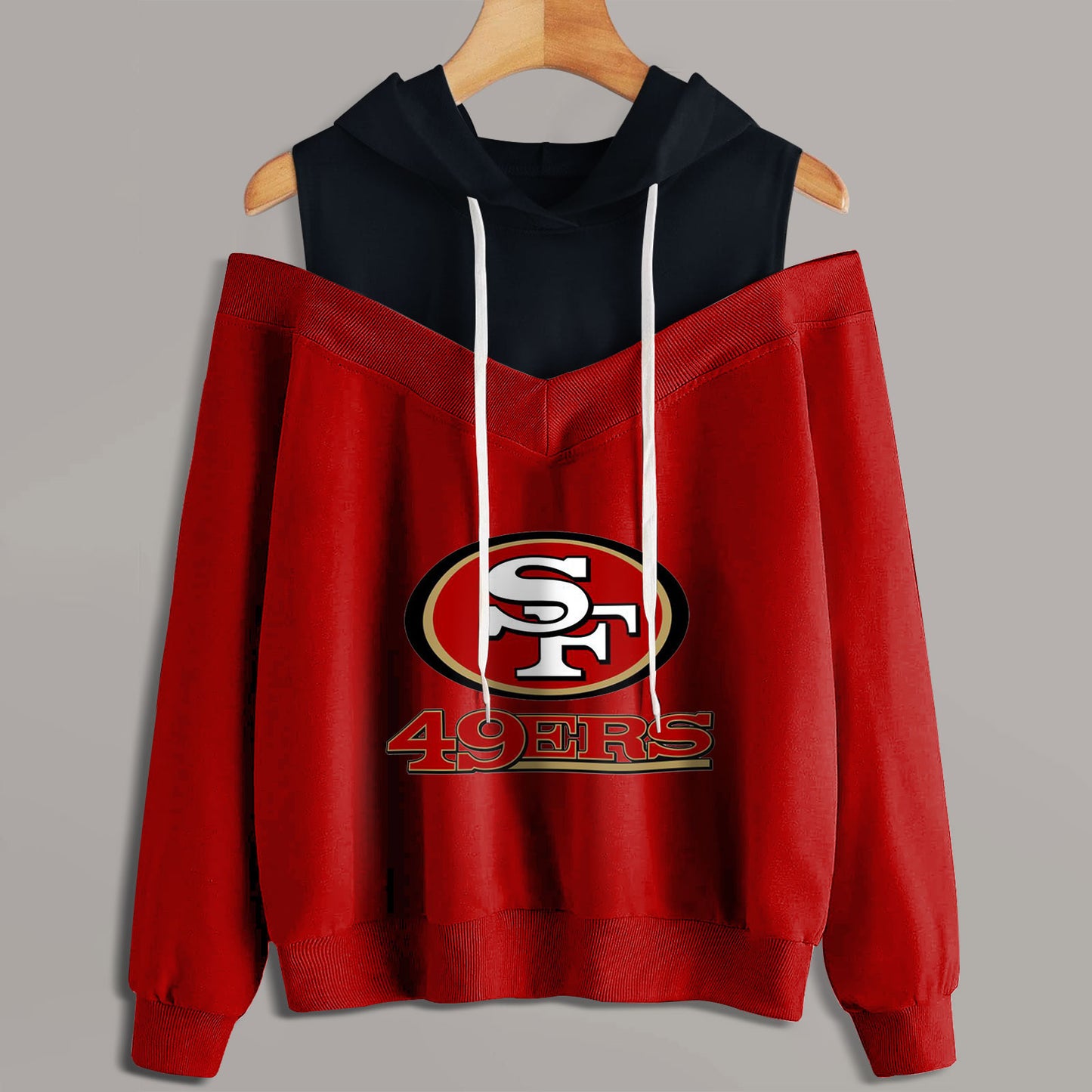 2 In 1 Colorblock Cold Shoulder Hoodie