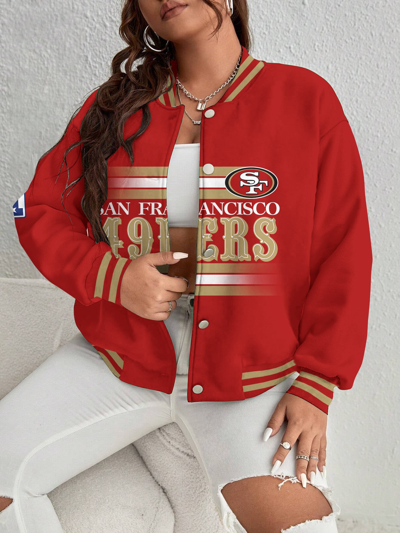 San Francisco 49ers Women's Long Pass Full- Snap Casual Jacket