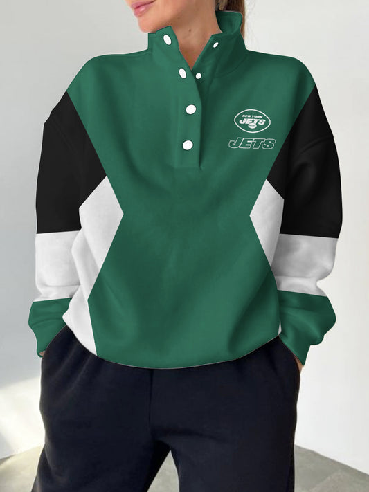 New York Jets 2025 New Design Casual Snap  Mockneck Pullover